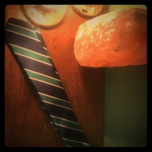 Navy and green striped tie